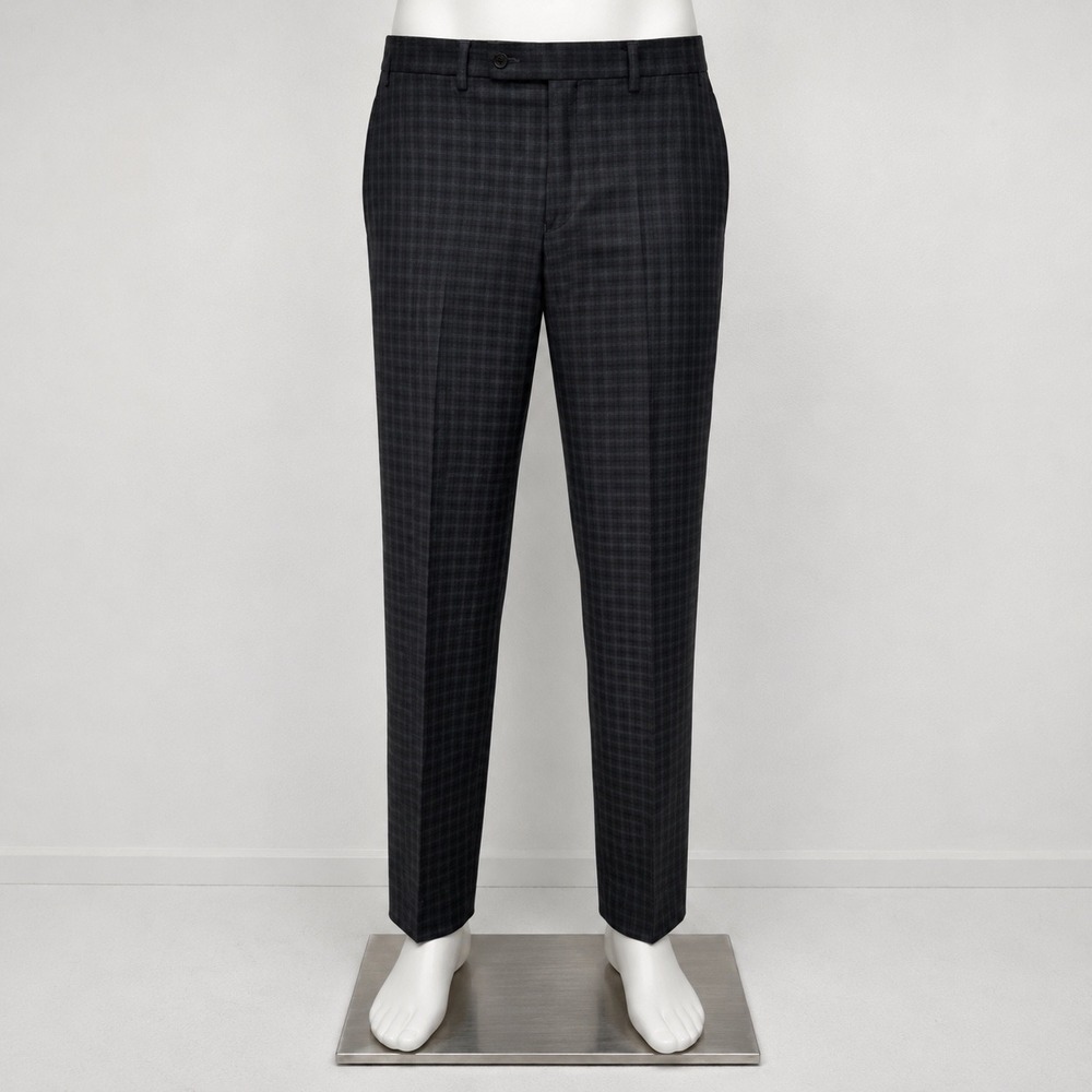 Lauren Ralph Lauren Mens Charcoal Grey Plaid Dress Pants 36W x 34L Flat Front
